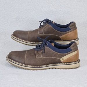 Freeman Mens Jason Casual Oxford Shoes 11.5M Memory Foam Brown Lug Dress Oxford
